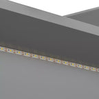 Divano Letto Matrimoniale con Ripiani, Stazione di Ricarica, Luce LED, Scrivania e Testiera e Schienale Imbottiti