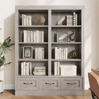 Libreria alta 162 cm in legno con 3 cassetti e 4 ripiani aperti, grande scaffale per biblioteca, ufficio e soggiorno