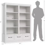 Libreria alta 162 cm in legno con 3 cassetti e 4 ripiani aperti, grande scaffale per biblioteca, ufficio e soggiorno