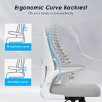 Sedia da ufficio ergonomica in rete, sedia da computer con supporto lombare e bracciolo ribaltabile, sedia comoda con ruote per studio, ufficio, casa