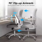 Sedia da ufficio ergonomica in rete, sedia da computer con supporto lombare e bracciolo ribaltabile, sedia comoda con ruote per studio, ufficio, casa