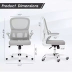 Sedia da ufficio ergonomica in rete, sedia da computer con supporto lombare e bracciolo ribaltabile, sedia comoda con ruote per studio, ufficio, casa
