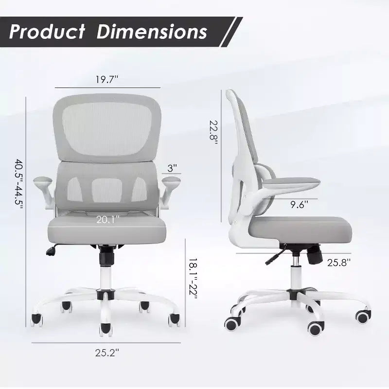 Sedia da ufficio ergonomica in rete, sedia da computer con supporto lombare e bracciolo ribaltabile, sedia comoda con ruote per studio, ufficio, casa