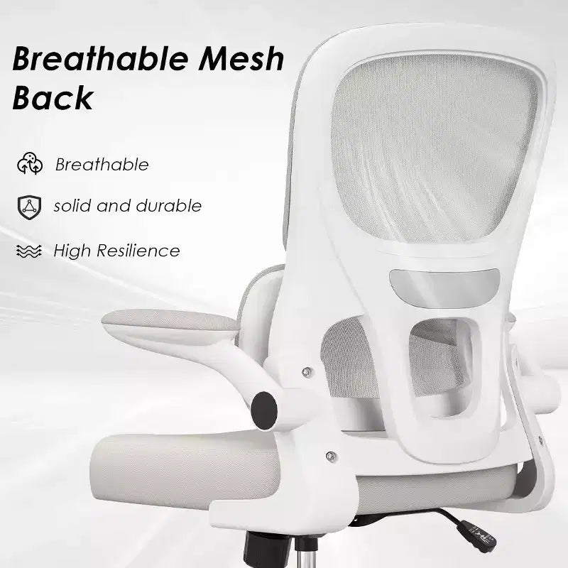Sedia da ufficio ergonomica in rete, sedia da computer con supporto lombare e bracciolo ribaltabile, sedia comoda con ruote per studio, ufficio, casa