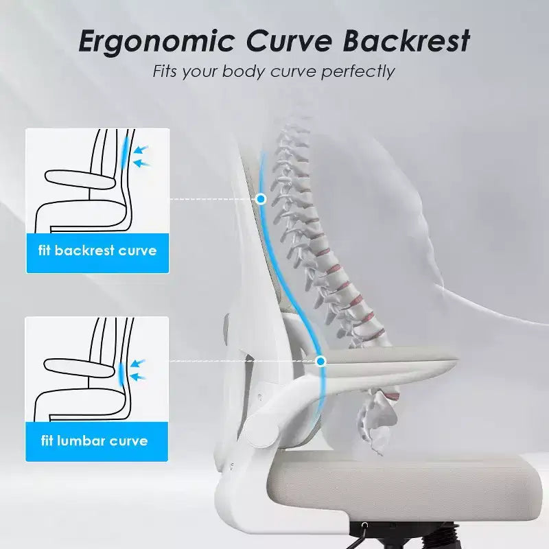 Sedia da ufficio ergonomica in rete, sedia da computer con supporto lombare e bracciolo ribaltabile, sedia comoda con ruote per studio, ufficio, casa