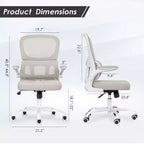 Sedia da ufficio ergonomica in rete, sedia da computer con supporto lombare e bracciolo ribaltabile, sedia comoda con ruote per studio, ufficio, casa
