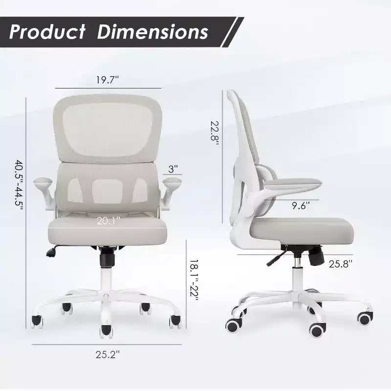 Sedia da ufficio ergonomica in rete, sedia da computer con supporto lombare e bracciolo ribaltabile, sedia comoda con ruote per studio, ufficio, casa