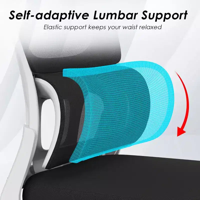 Sedia da ufficio ergonomica in rete, sedia da computer con supporto lombare e bracciolo ribaltabile, sedia comoda con ruote per studio, ufficio, casa