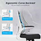 Sedia da ufficio ergonomica in rete, sedia da computer con supporto lombare e bracciolo ribaltabile, sedia comoda con ruote per studio, ufficio, casa