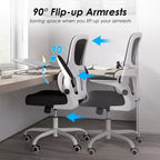 Sedia da ufficio ergonomica in rete, sedia da computer con supporto lombare e bracciolo ribaltabile, sedia comoda con ruote per studio, ufficio, casa