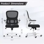 Sedia da ufficio ergonomica in rete, sedia da computer con supporto lombare e bracciolo ribaltabile, sedia comoda con ruote per studio, ufficio, casa