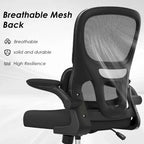 Sedia da ufficio ergonomica in rete, sedia da computer con supporto lombare e bracciolo ribaltabile, sedia comoda con ruote per studio, ufficio, casa