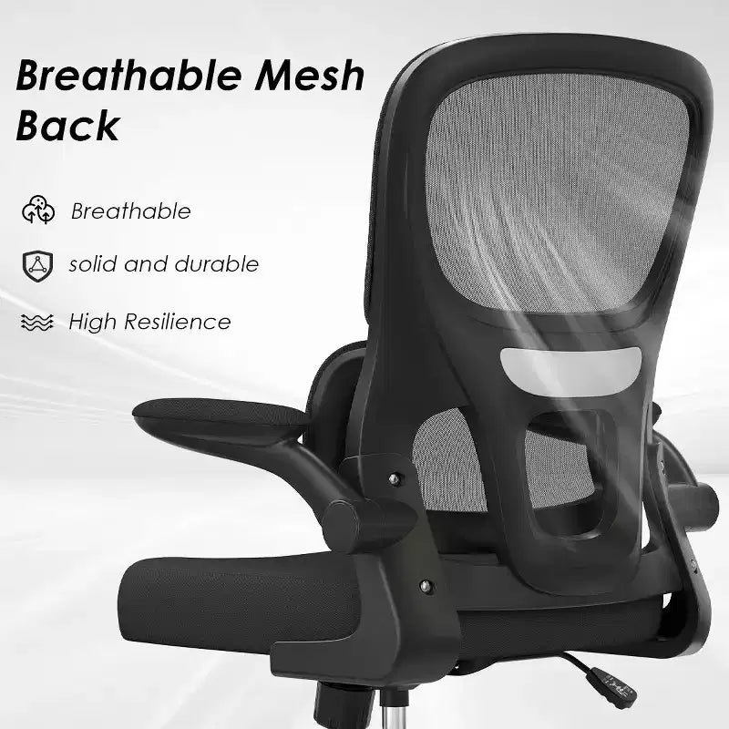 Sedia da ufficio ergonomica in rete, sedia da computer con supporto lombare e bracciolo ribaltabile, sedia comoda con ruote per studio, ufficio, casa