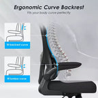 Sedia da ufficio ergonomica in rete, sedia da computer con supporto lombare e bracciolo ribaltabile, sedia comoda con ruote per studio, ufficio, casa