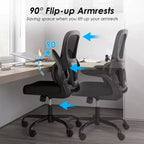 Sedia da ufficio ergonomica in rete, sedia da computer con supporto lombare e bracciolo ribaltabile, sedia comoda con ruote per studio, ufficio, casa