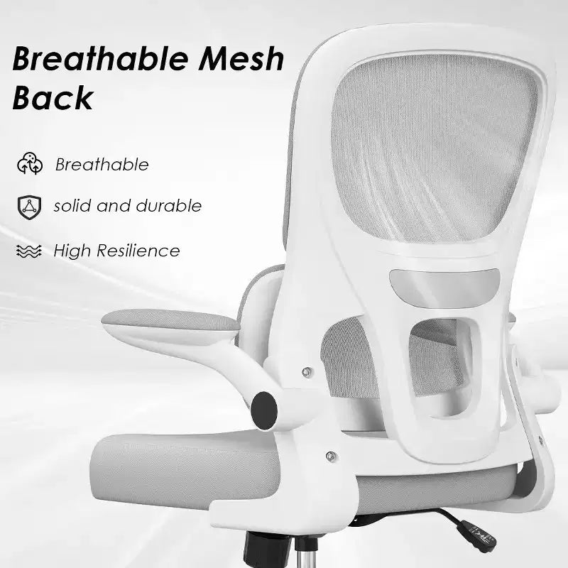 Sedia da ufficio ergonomica in rete, sedia da computer con supporto lombare e bracciolo ribaltabile, sedia comoda con ruote per studio, ufficio, casa