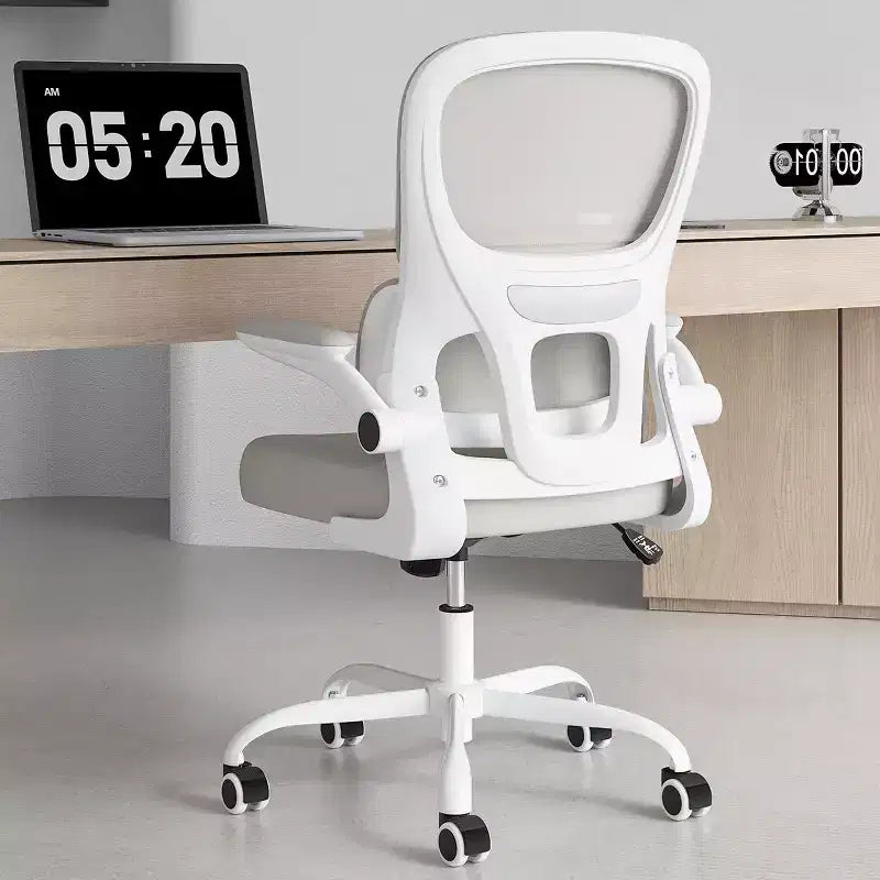 Sedia da ufficio ergonomica in rete, sedia da computer con supporto lombare e bracciolo ribaltabile, sedia comoda con ruote per studio, ufficio, casa