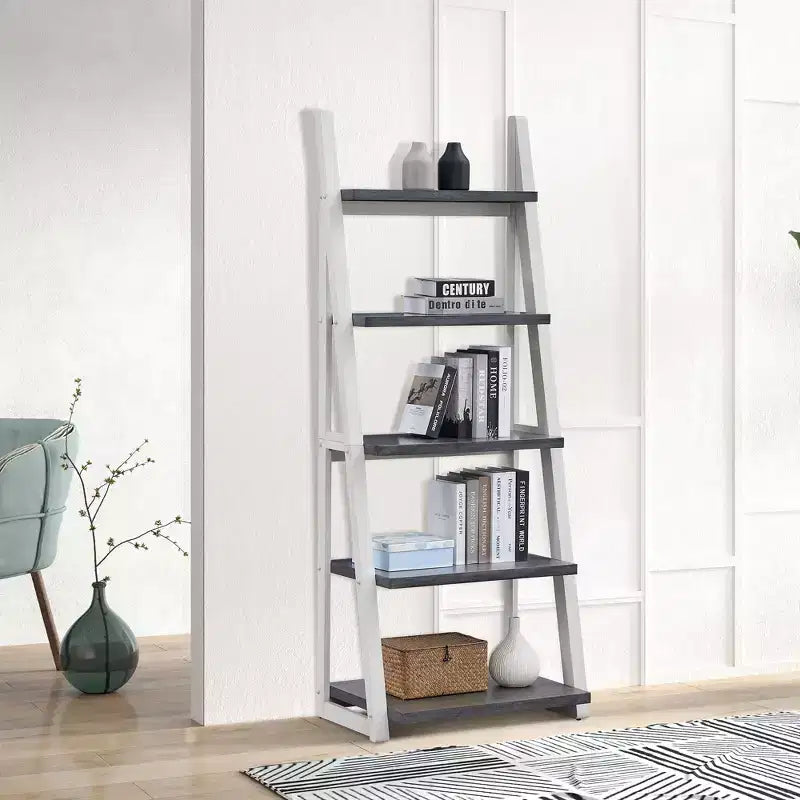 Scaffali in legno, Scaffali portaoggetti a 5 ripiani, Piccola libreria per libri e CD, Organizzatore portaoggetti per soggiorno, corridoio, ufficio