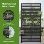 Divisorio Paravento Decorativo Nero in Acciaio Zincato con Lamelle Strette e Larghe, da Esterno e Interno, con Base Autoportante per la Privacy