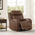 Spruce & Spring Leather Dual Motor Power Lay Flat Recliner with Power Headrest