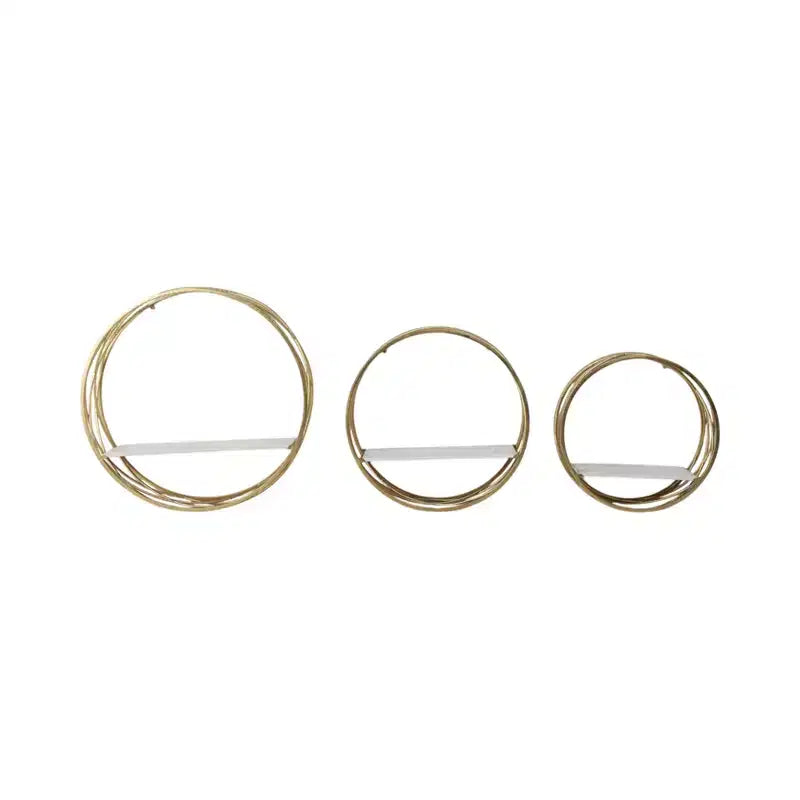 Mensole rotonde moderne in metallo da parete - Mensole galleggianti con struttura in ferro e ripiano in legno - Per decorazione casa, ufficio, stanza - Set da 3, bianco
