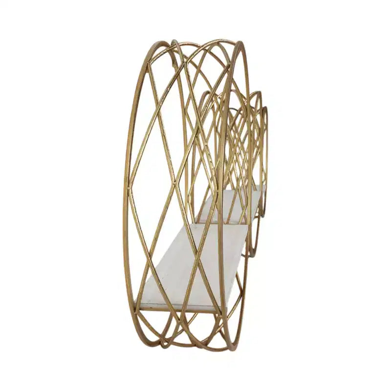 Mensole rotonde moderne in metallo da parete - Mensole galleggianti con struttura in ferro e ripiano in legno - Per decorazione casa, ufficio, stanza - Set da 3, bianco