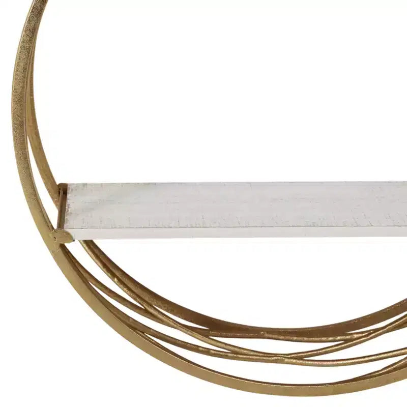 Mensole rotonde moderne in metallo da parete - Mensole galleggianti con struttura in ferro e ripiano in legno - Per decorazione casa, ufficio, stanza - Set da 3, bianco
