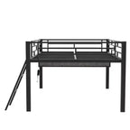 Letto a soppalco in metallo full-size con scrivania e luci a LED, struttura per letto a soppalco da gaming con spazio di archiviazione, nero