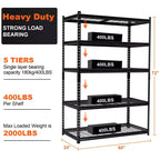Scaffalatura a 5 Ripiani Regolabili, Carico 900 kg, Scaffale in Filo Metallico Resistente per Garage, Scaffali e Ripiani in Metallo per Magazzino, Scaffali per Garage H 183 cm per Cantina