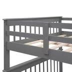 Letti a castello Full su Full con scale, letto a castello in legno Full con scala, contenitore e ringhiera per dormitorio
