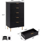 Cassettiera a 5 cassetti scanalati per camera da letto, cassettiera moderna alta 122 cm con cassetti profondi e piano ampio, per soggiorno, corridoio, camera dei bambini