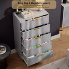 Cassettiera a 5 cassetti scanalati per camera da letto, cassettiera moderna alta 122 cm con cassetti profondi e piano ampio, per soggiorno, corridoio, camera dei bambini