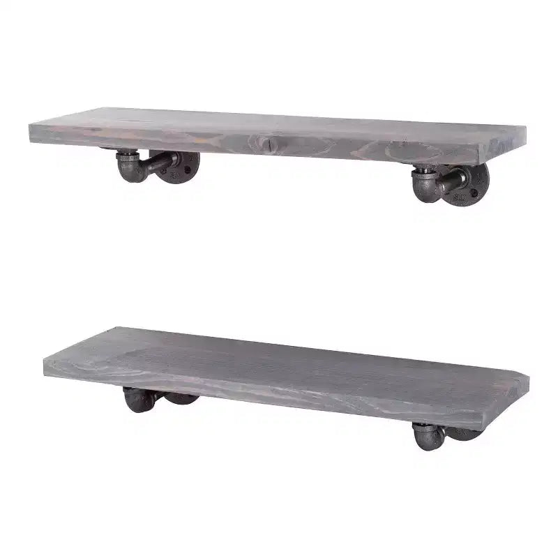 RESTORE Riverstone Grey 24 in. Shelves with L-Shaped Brackets by Pipe Decor