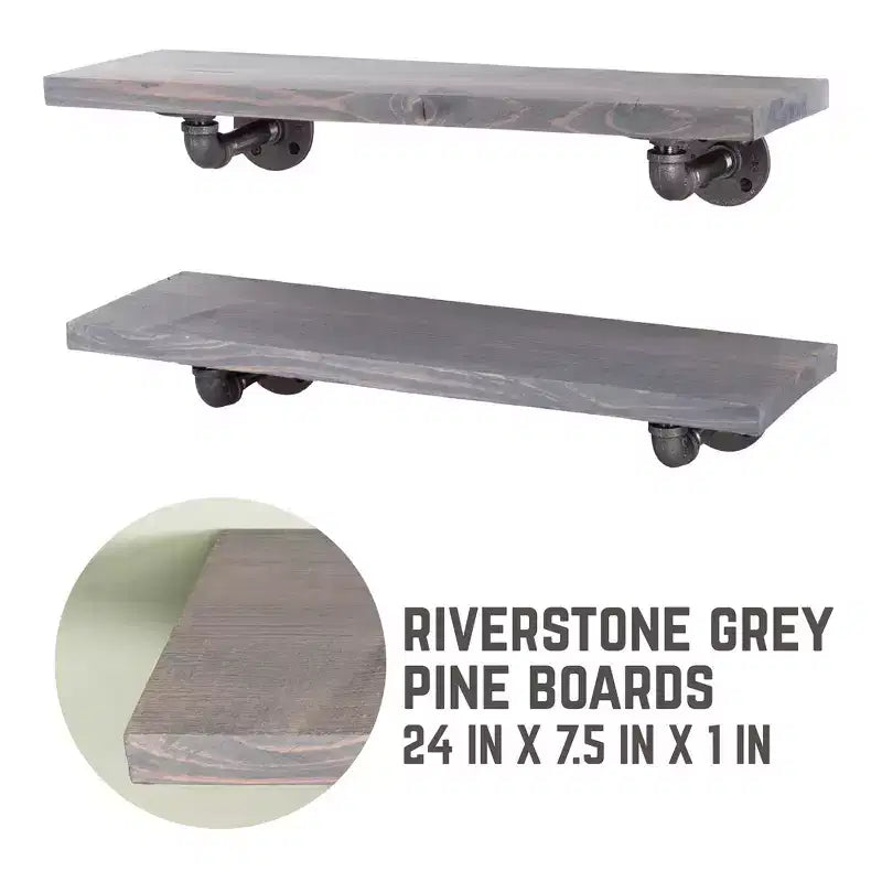 Mensole Riverstone Grey da 24 pollici con staffe a L