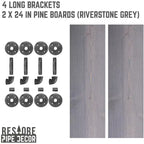 Mensole Riverstone Grey da 24 pollici con staffe a L
