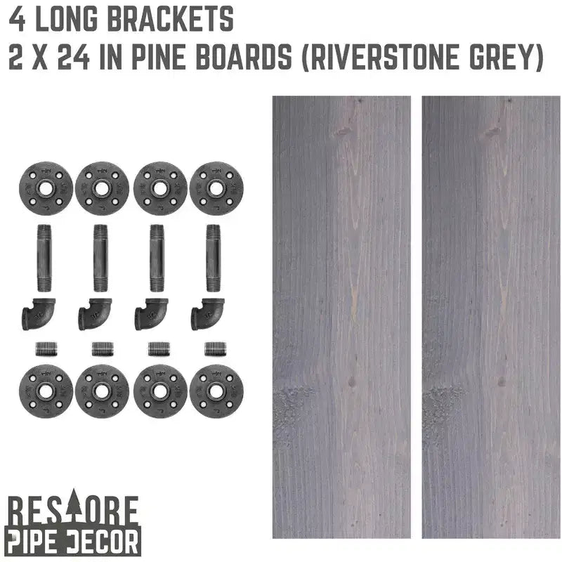 Mensole Riverstone Grey da 24 pollici con staffe a L