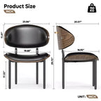 Sedie da Soggiorno in Legno Curvato, Sedie da Cucina Ergonomiche in Pelle PU, Sedie in Legno Senza Braccioli, Sedie da Ufficio Mid-Century, Nere, 2 Pezzi