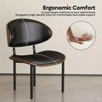 Sedie da Soggiorno in Legno Curvato, Sedie da Cucina Ergonomiche in Pelle PU, Sedie in Legno Senza Braccioli, Sedie da Ufficio Mid-Century, Nere, 2 Pezzi