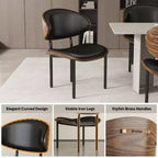 Sedie da Soggiorno in Legno Curvato, Sedie da Cucina Ergonomiche in Pelle PU, Sedie in Legno Senza Braccioli, Sedie da Ufficio Mid-Century, Nere, 2 Pezzi