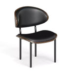 Sedie da Soggiorno in Legno Curvato, Sedie da Cucina Ergonomiche in Pelle PU, Sedie in Legno Senza Braccioli, Sedie da Ufficio Mid-Century, Nere, 2 Pezzi