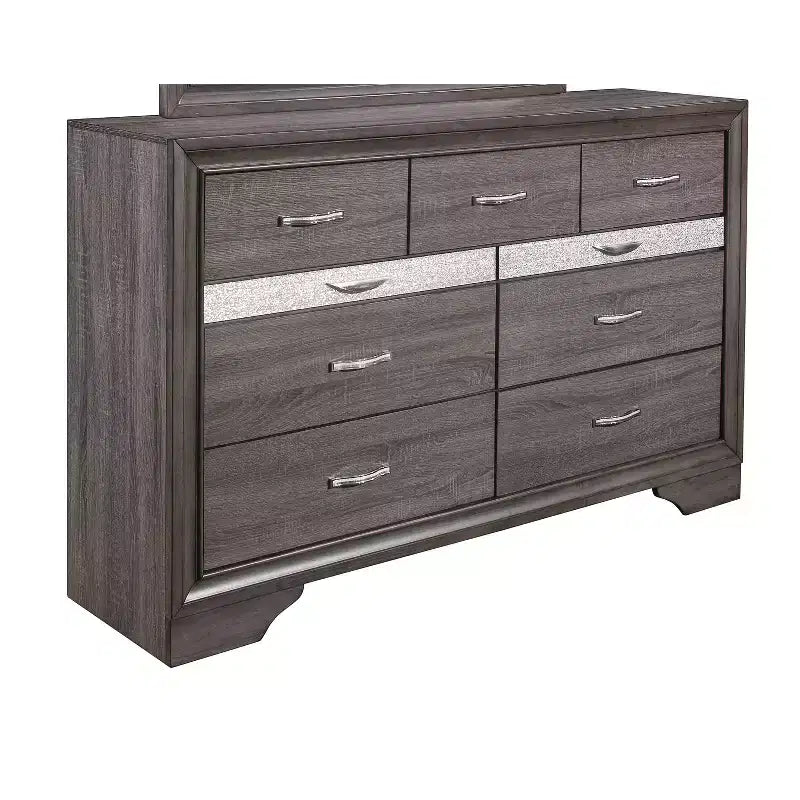 HomeStock 19 in.H Melamine Horizontal Dressers with 3 - Drawers in Gray Finish