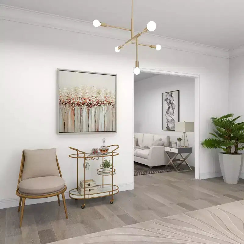 Carrello Bar Contemporaneo in Ferro Dorato: Elegante Contenitore a 3 Ripiani con Ruote, per Interni