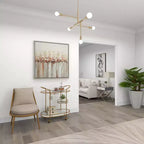 Carrello Bar Contemporaneo in Ferro Dorato: Elegante Contenitore a 3 Ripiani con Ruote, per Interni