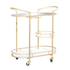 Carrello Bar Contemporaneo in Ferro Dorato: Elegante Contenitore a 3 Ripiani con Ruote, per Interni