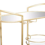 Carrello Bar Contemporaneo in Ferro Dorato: Elegante Contenitore a 3 Ripiani con Ruote, per Interni