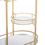 Carrello Bar Contemporaneo in Ferro Dorato: Elegante Contenitore a 3 Ripiani con Ruote, per Interni