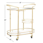 Carrello Bar Contemporaneo in Ferro Dorato: Elegante Contenitore a 3 Ripiani con Ruote, per Interni