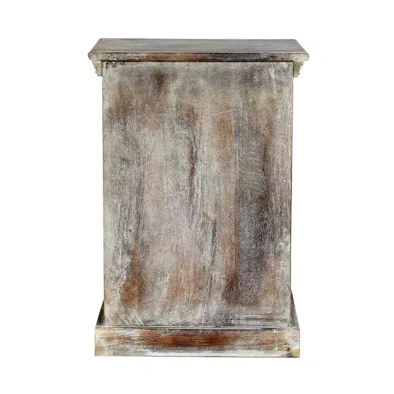 Comodino Tijeras Artigianale Boho in Legno di Mango Bianco Decapato: Realizzato a Mano, Mobile Contenitore, Nessun Montaggio Richiesto