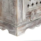 Comodino Tijeras Artigianale Boho in Legno di Mango Bianco Decapato: Realizzato a Mano, Mobile Contenitore, Nessun Montaggio Richiesto