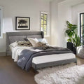 Letto a piattaforma Queen Legend in tessuto grigio